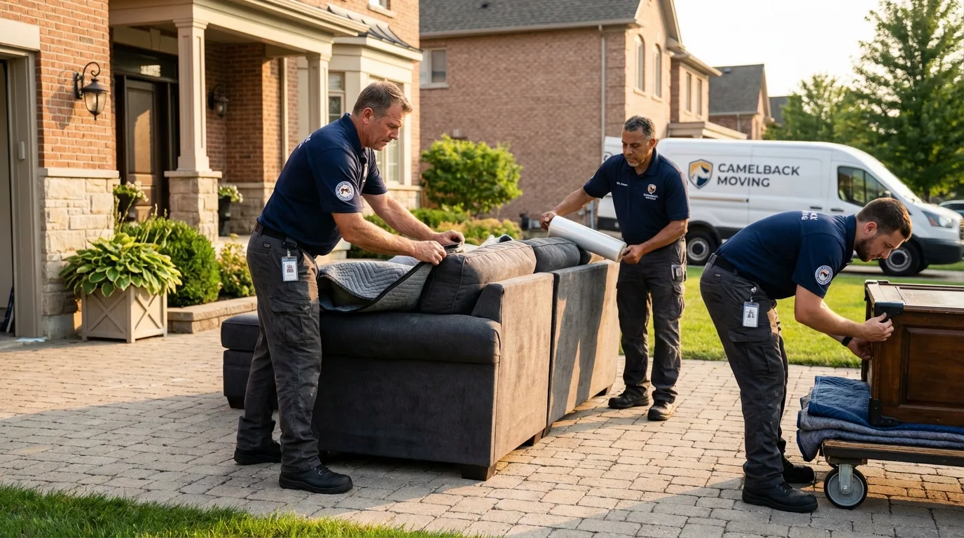 Large estate moving crew wrapping furniture in Hartington, NE