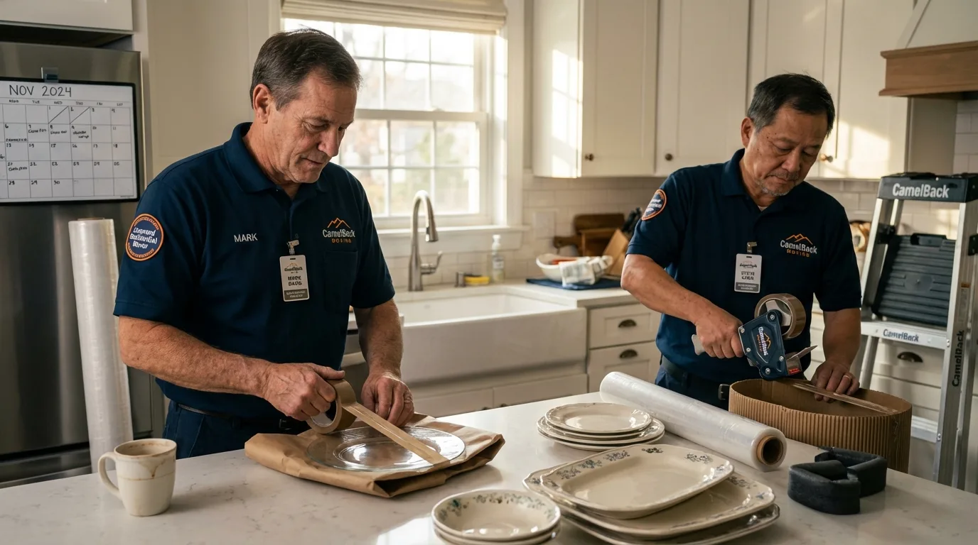 Professional crew packing kitchen dishware in Hartington, NE